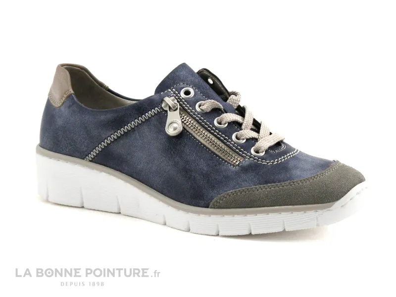 Achat chaussures Rieker Femme Chaussure basse / Derby, vente Rieker 53721-41 - Dust Jeans Steel - Chaussure basse bleue - Femme