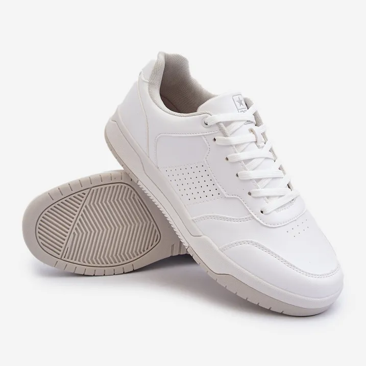 Baskets pour hommes en cuir écologique blanc Radikalle blanche