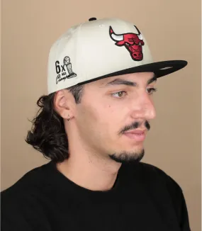 Casquette fitted Chicago Bulls blanche et noire - Casquette Championships 59Fifty Bulls New Era : Headict