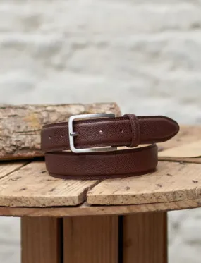 Ceinture Classique pour Homme en Cuir Italien Grainé Couleur Marron