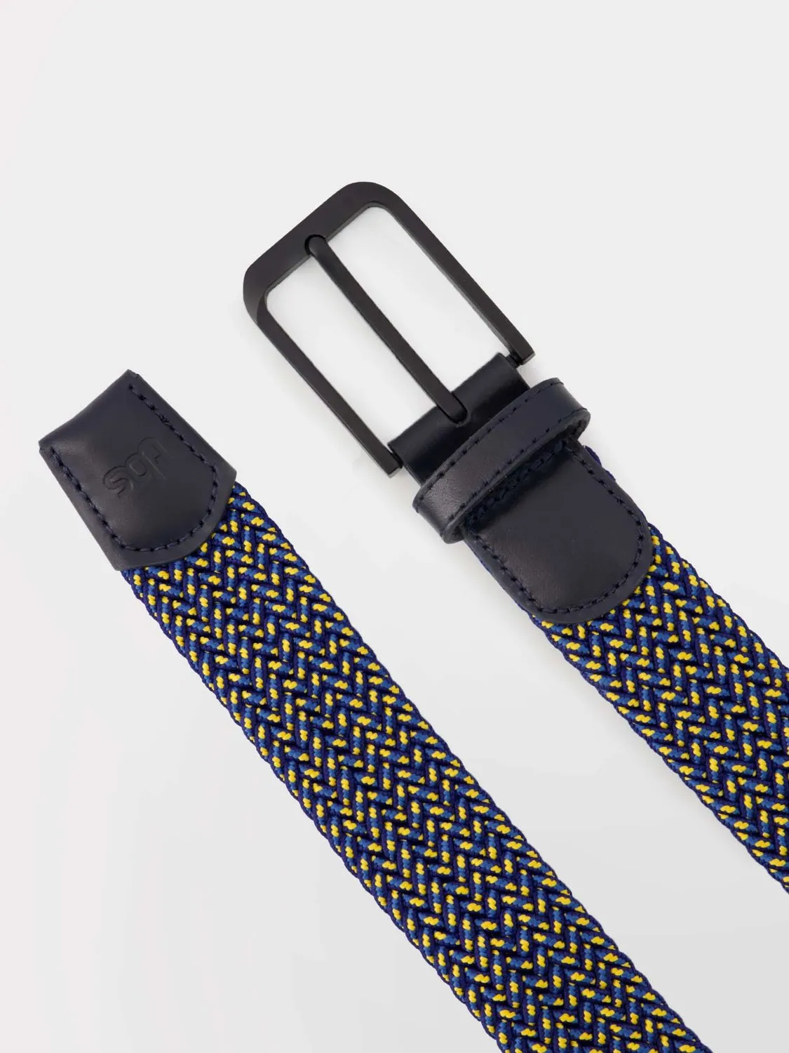 Ceinture Homme Tressée & Elastiquée Marine et Jaune tbs