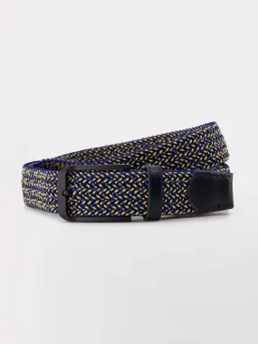 Ceinture Homme Tressée & Elastiquée Marine et Jaune tbs