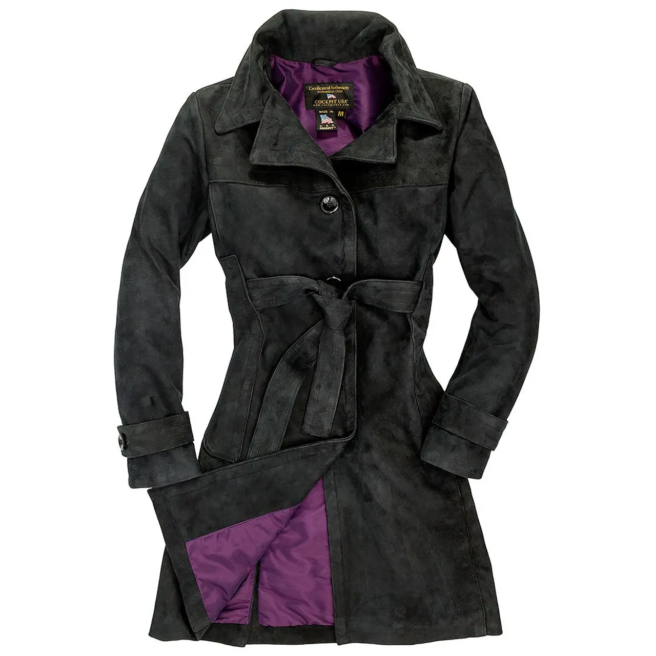 Cockpit USA Women's Amelia Trench Coat in Black USA Made