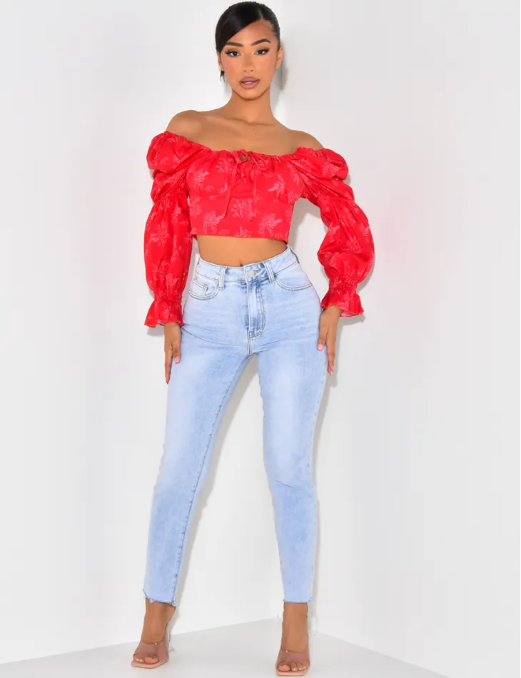 Crop-top manches bouffantes  / 41543 - JEANS INDUSTRY