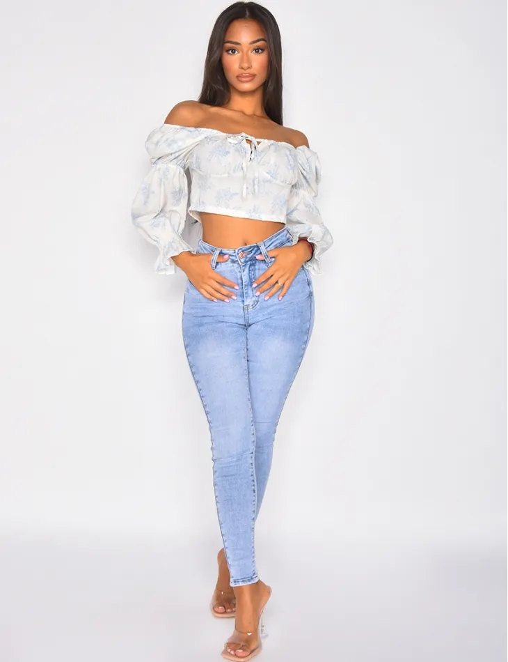 Crop-top manches bouffantes  / 41543 - JEANS INDUSTRY