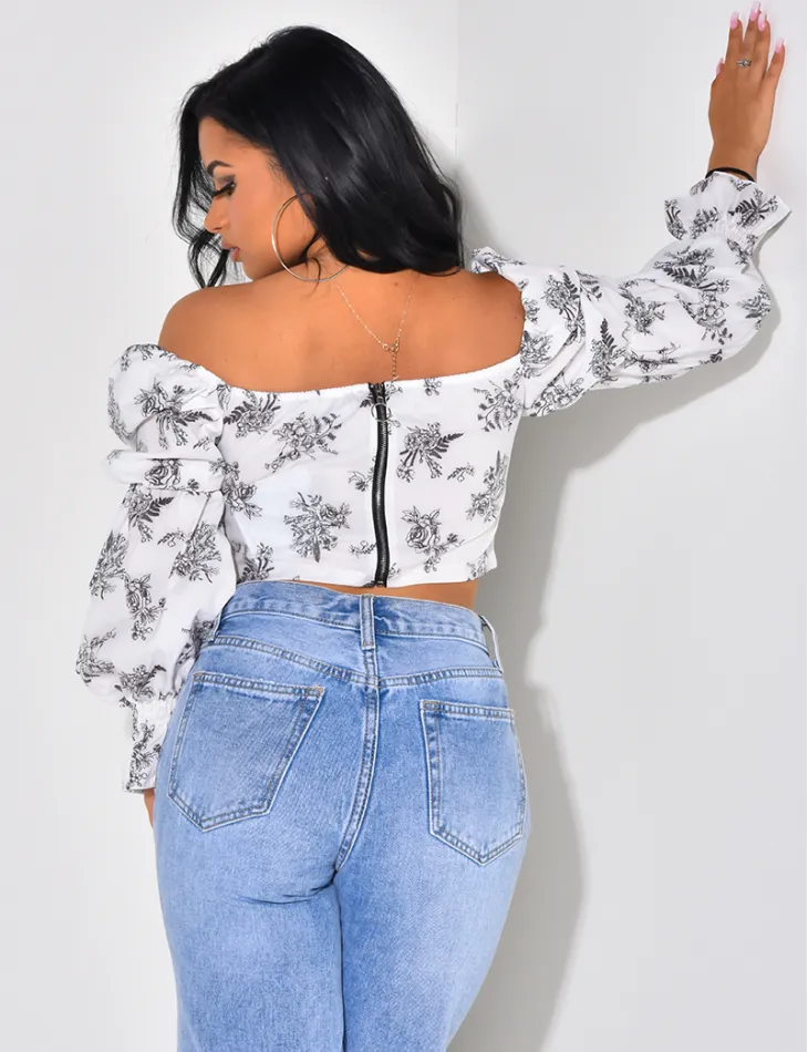 Crop-top manches bouffantes  / 41543 - JEANS INDUSTRY