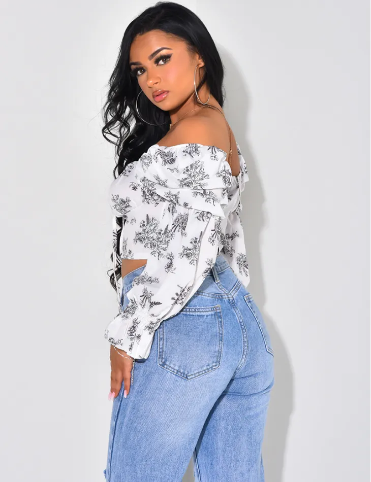 Crop-top manches bouffantes  / 41543 - JEANS INDUSTRY