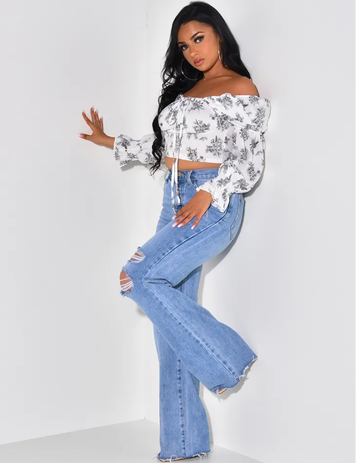 Crop-top manches bouffantes  / 41543 - JEANS INDUSTRY