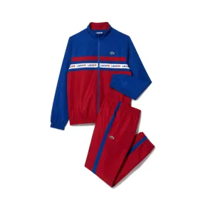 ENSEMBLE DE SURVÊTEMENT LACOSTE TENNIS SPORTSUIT AVEC BANDE SIGLÉE BLEU MARINE ET BORDEAUX