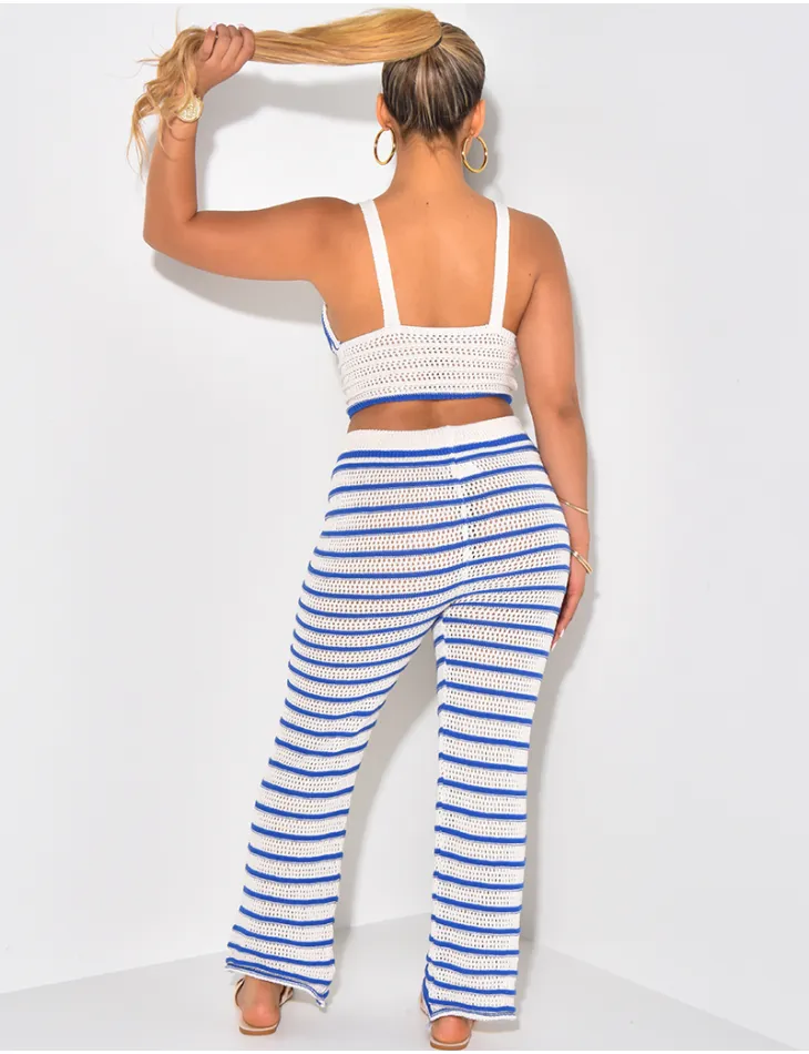 Ensemble pantalon et crop-top en crochet / 53343 - JEANS INDUSTRY