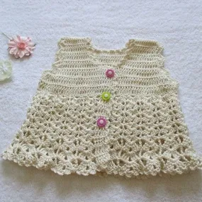 Gilet sans manches bébé 6 mois coton tricot couleur ecru