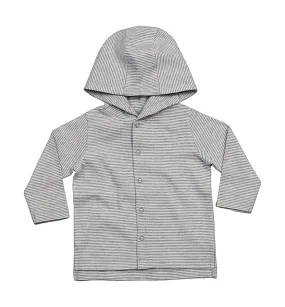 gilet à capuche coton bio pour bébé - BZ47 - rayé gris et blanc 