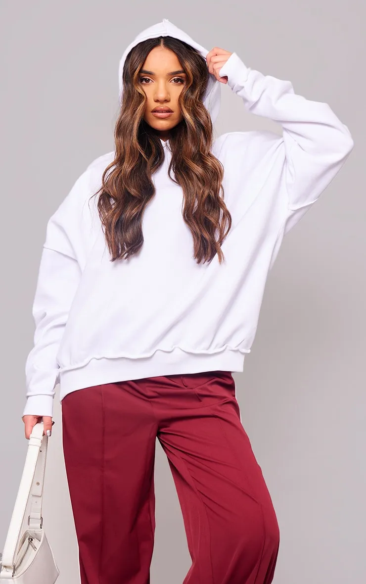 Hoodie oversize blanc à coutures apparentes