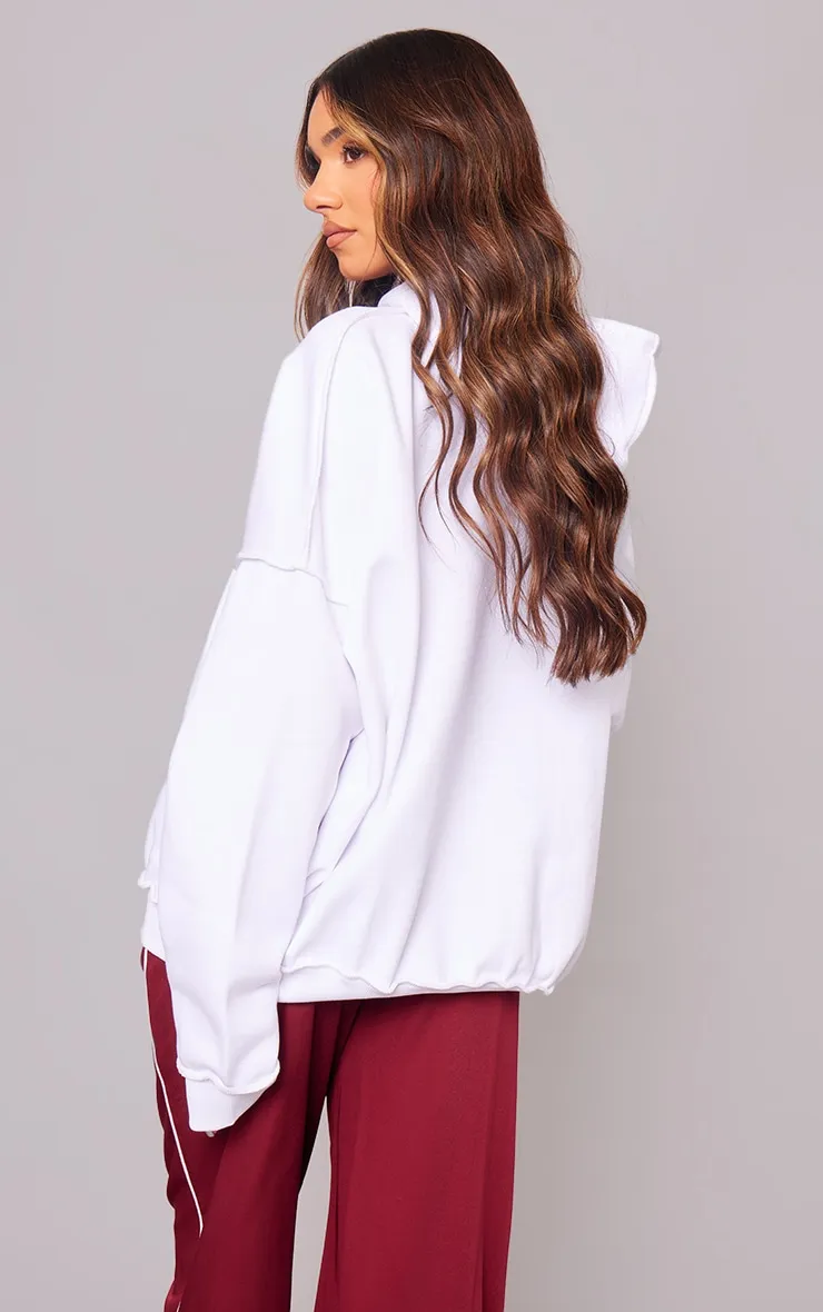 Hoodie oversize blanc à coutures apparentes