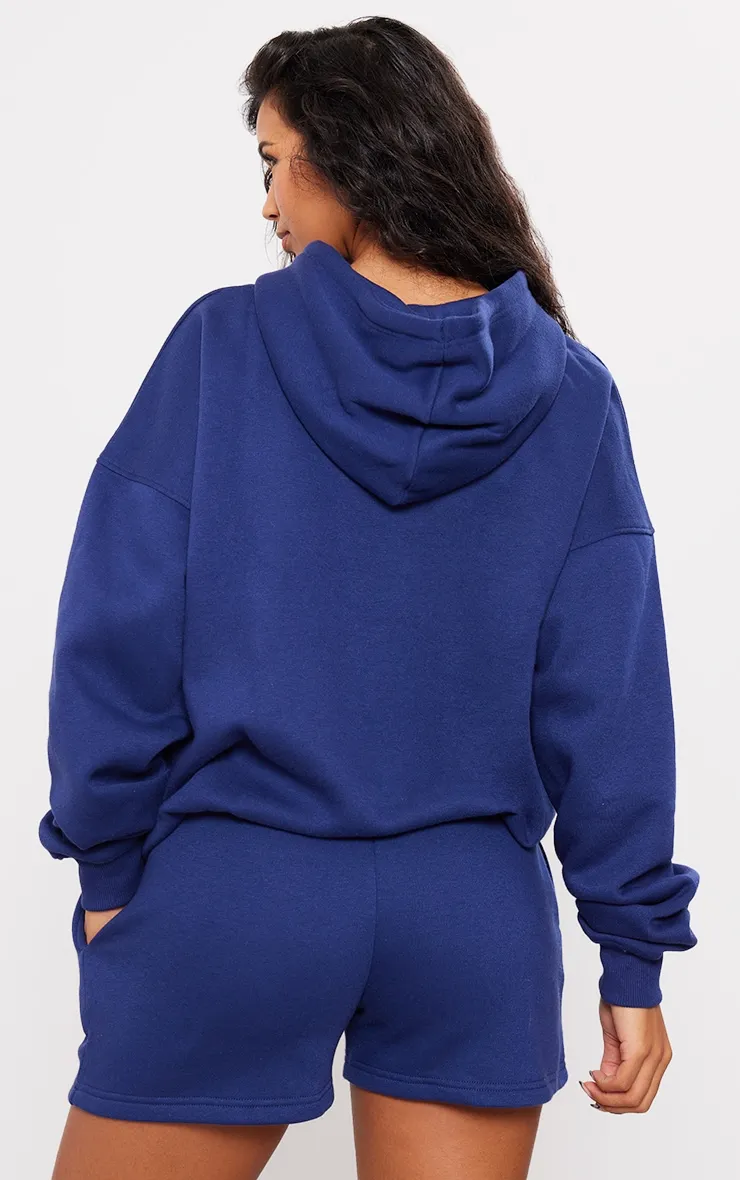 Hoodie oversize bleu marine à message