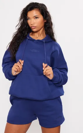 Hoodie oversize bleu marine à message