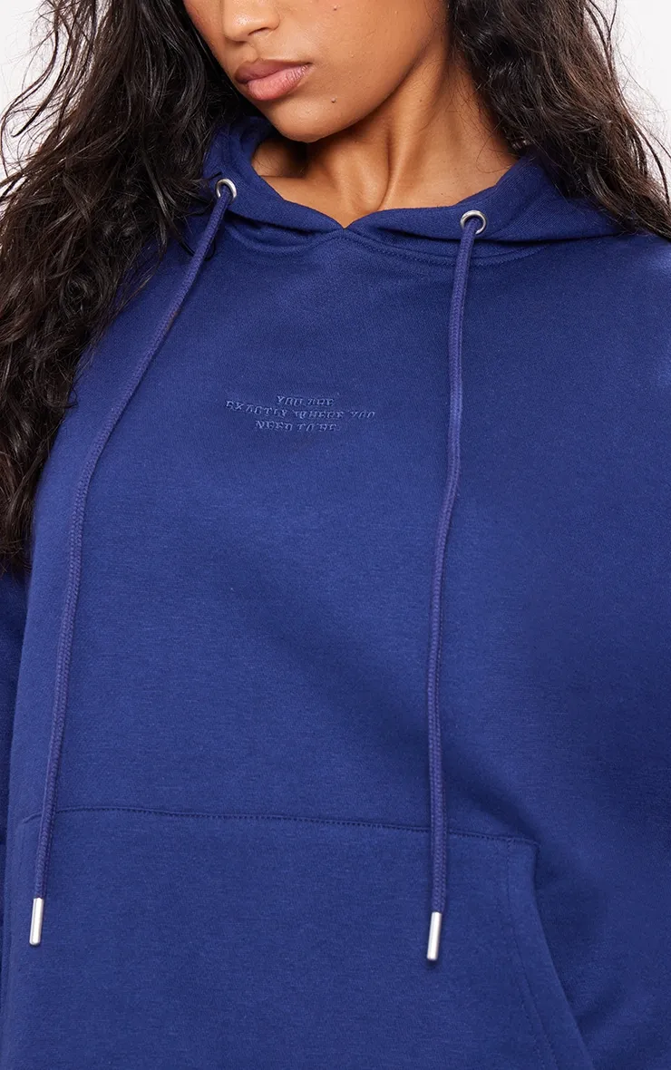 Hoodie oversize bleu marine à message