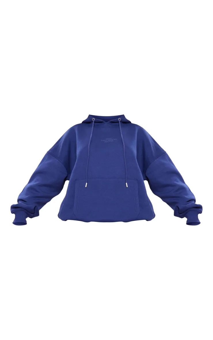 Hoodie oversize bleu marine à message