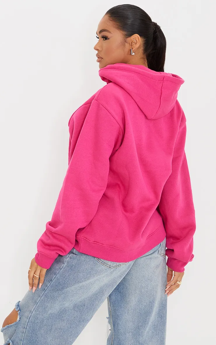 Hoodie oversize en sweat fuchsia vif