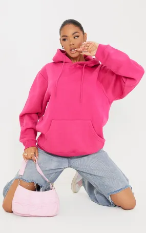 Hoodie oversize en sweat fuchsia vif