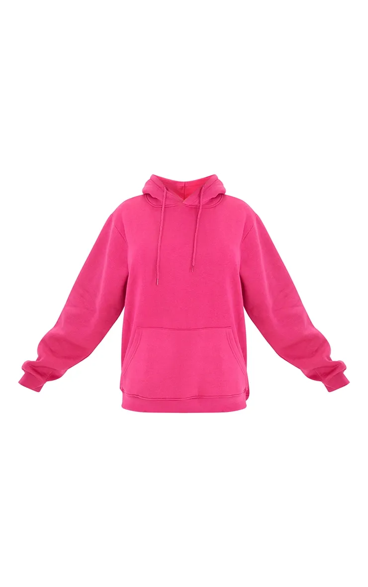 Hoodie oversize en sweat fuchsia vif