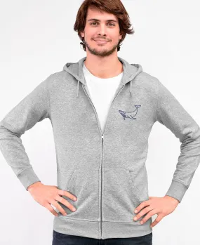 Hoodie zippé homme Baleine (brodé)