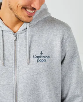 Hoodie zippé homme Capitaine papa (brodé)