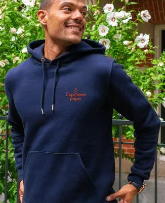 Hoodie zippé homme Capitaine papa (brodé)