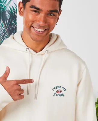 Hoodie zippé homme J'peux pas j'ai rugby (brodé)