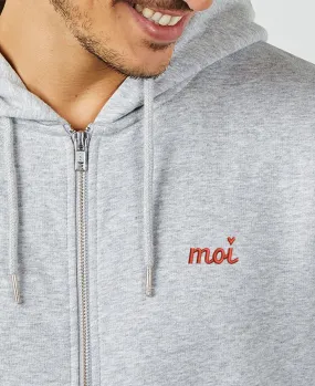 Hoodie zippé homme Moi (brodé)