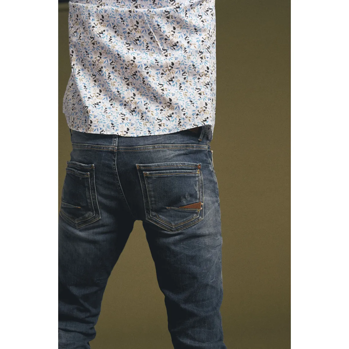 Jeans ajusté stretch 700/11, longueur 34 bleu en coton Tate | 3 Suisses