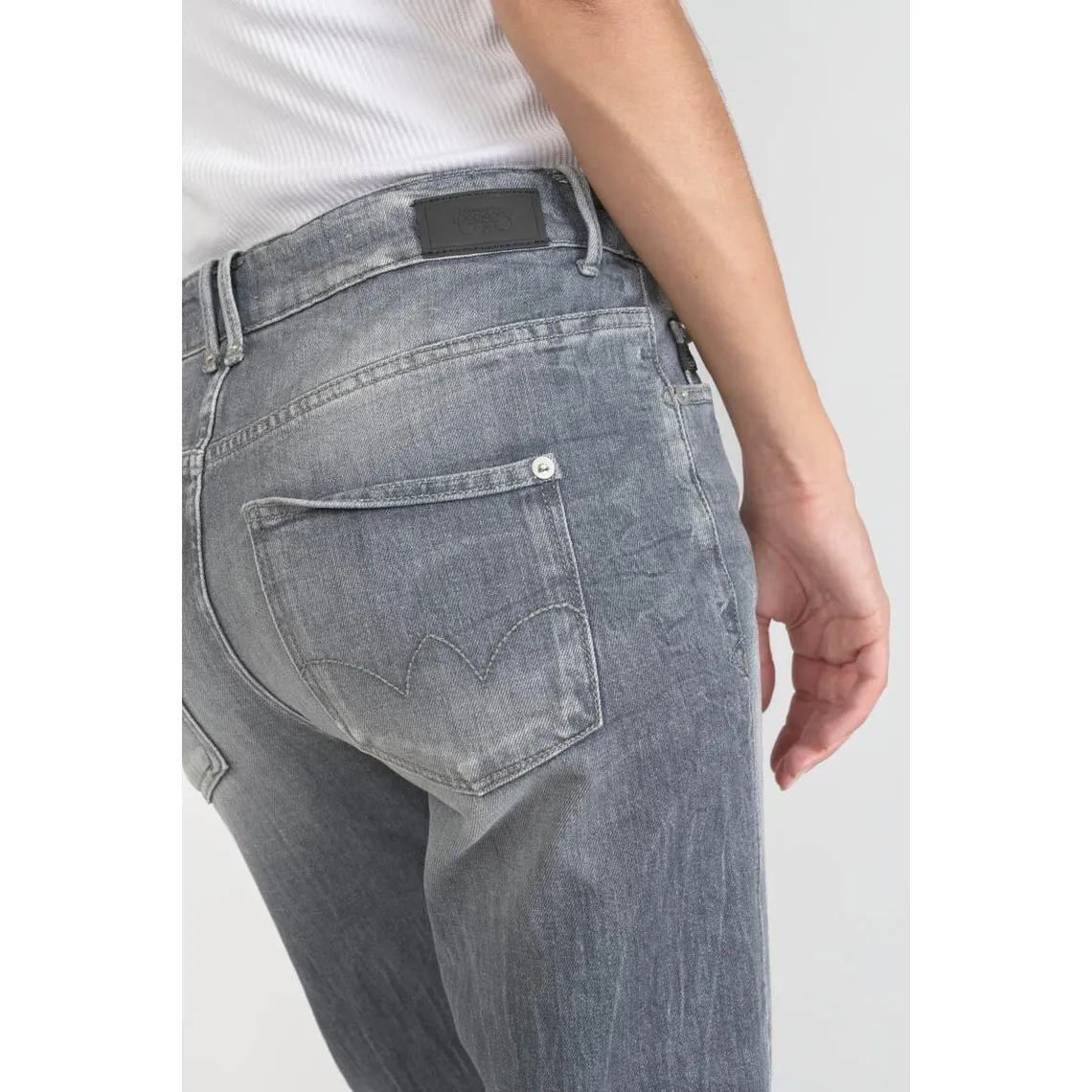 Jeans mom 400/18, 7/8ème gris en coton | 3 Suisses