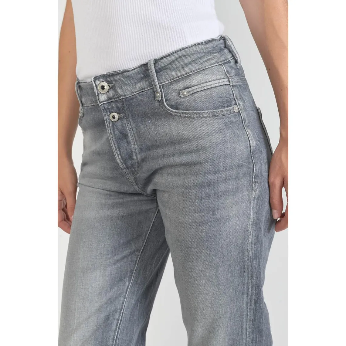 Jeans mom 400/18, 7/8ème gris en coton | 3 Suisses