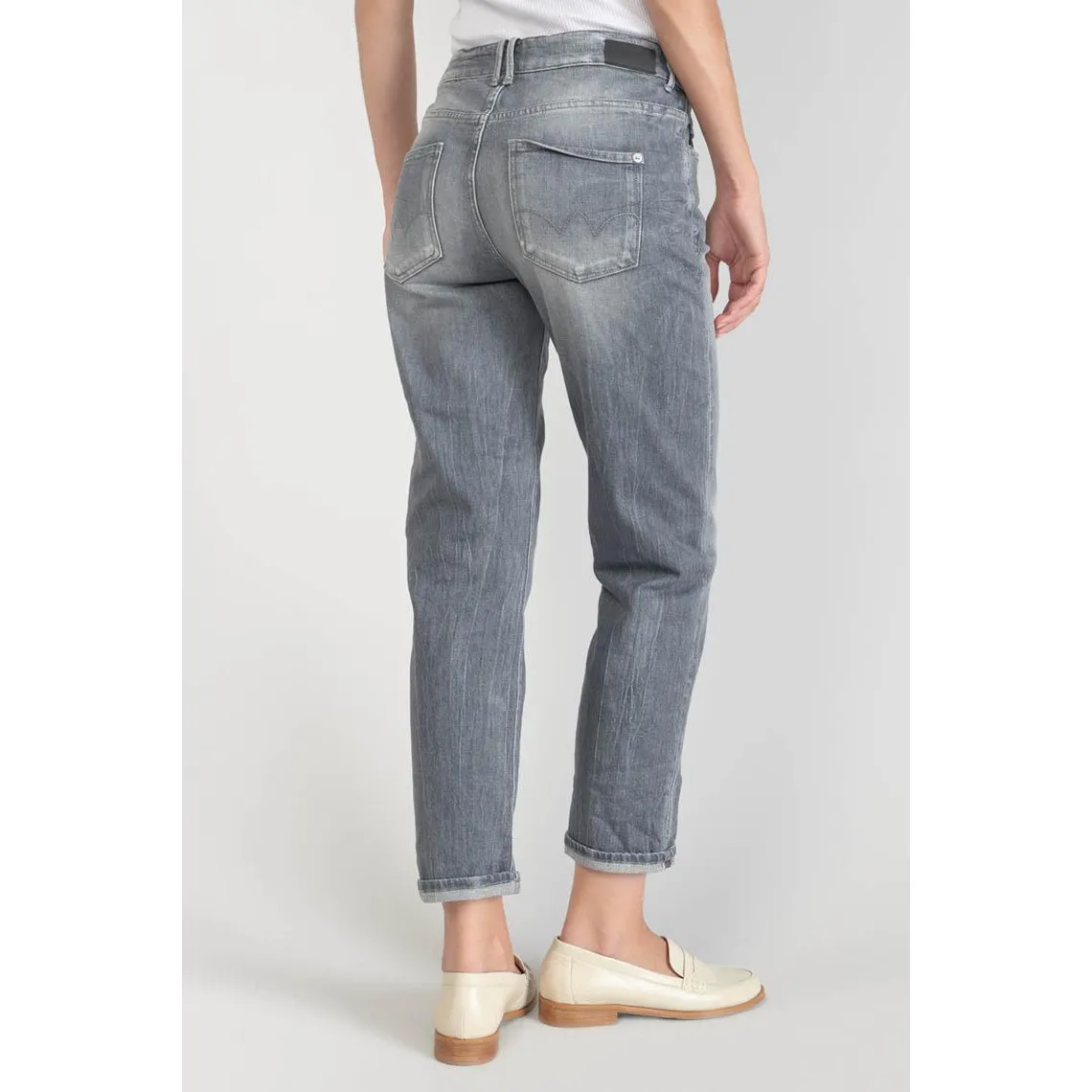 Jeans mom 400/18, 7/8ème gris en coton | 3 Suisses