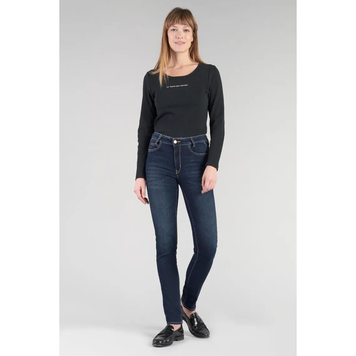 Jeans push-up slim taille haute PULP, longueur 34 bleu en coton Bea | 3 Suisses