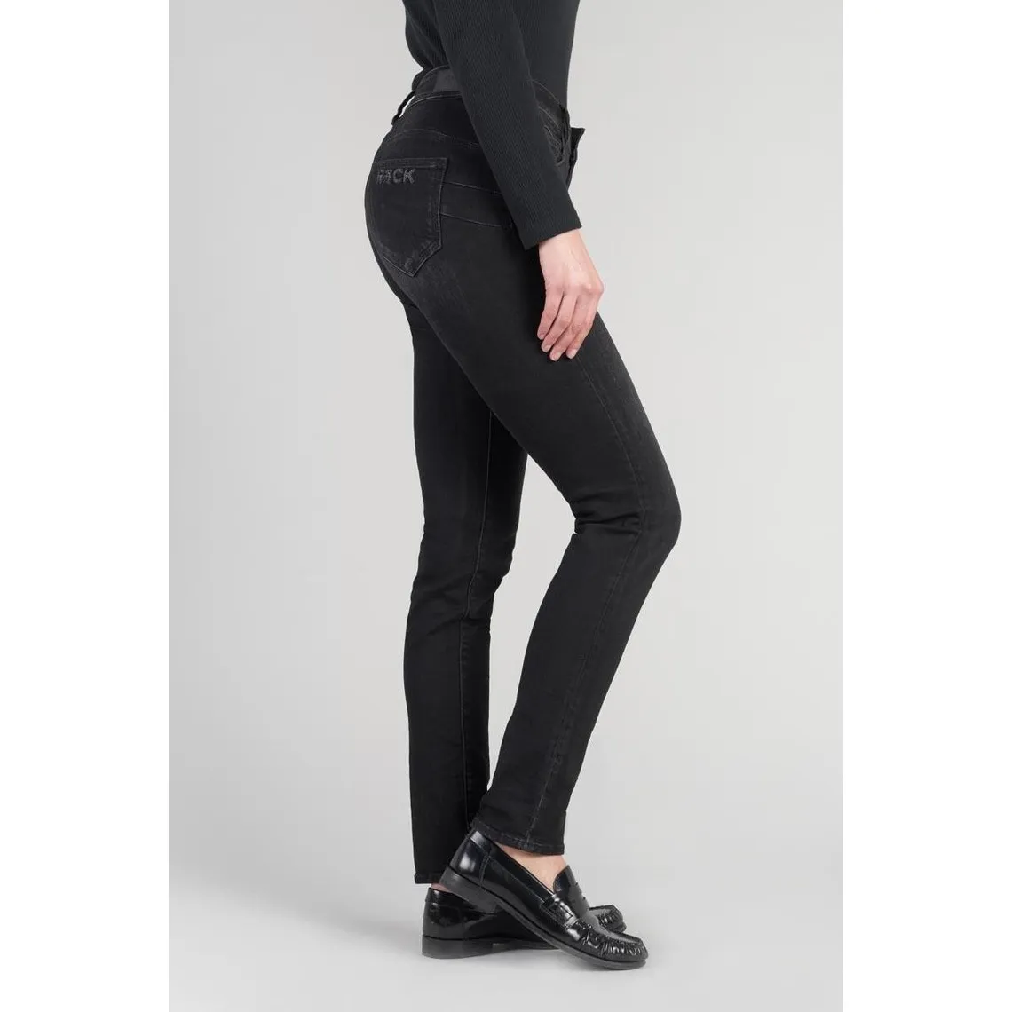 Jeans push-up slim taille haute PULP, longueur 34 noir en coton Anna | 3 Suisses