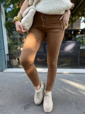 Jeans zip/bouton camel | Concept Store En Ligne | Jade & Lisa