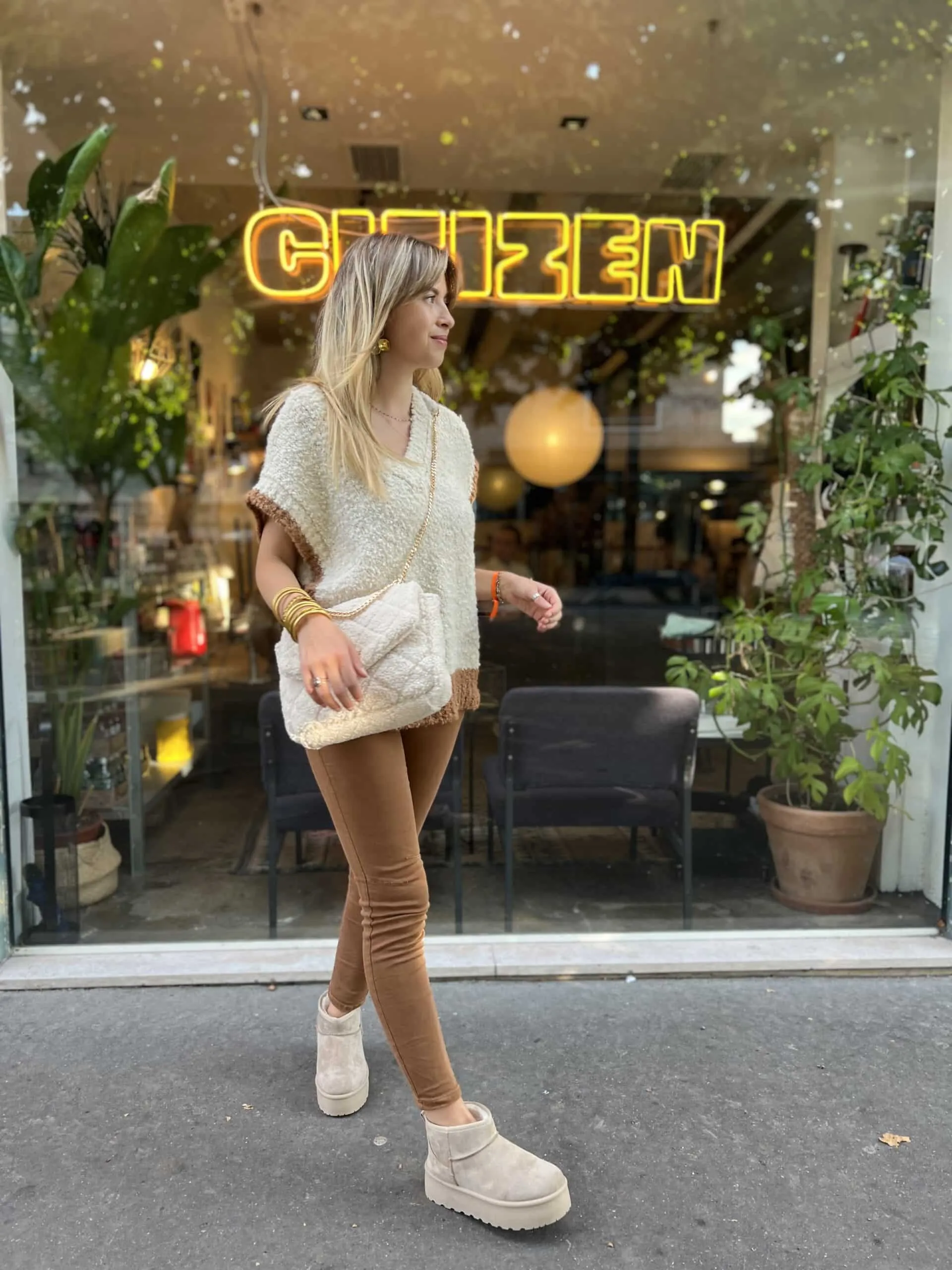 Jeans zip/bouton camel | Concept Store En Ligne | Jade & Lisa