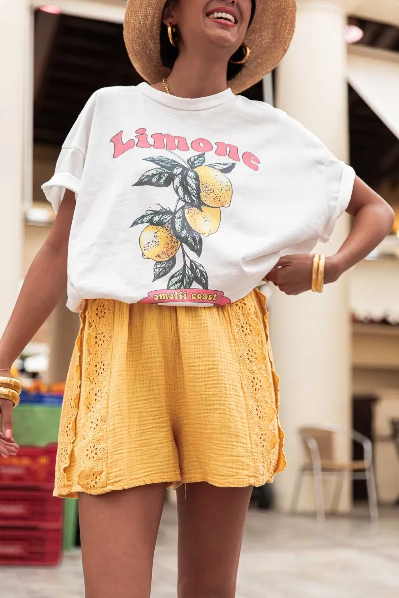 LIMONE Blanc T-Shirt Loose citron femme