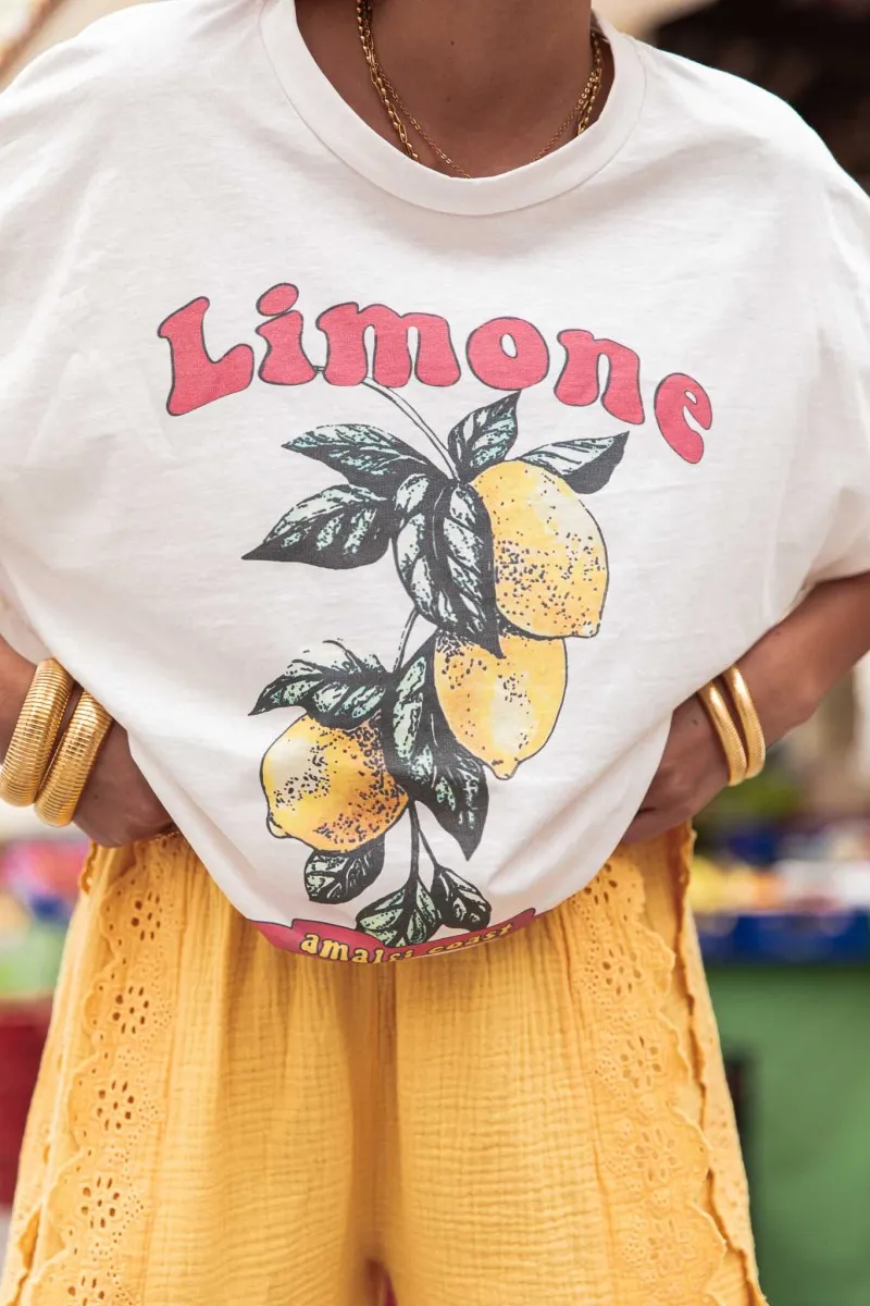 LIMONE Blanc T-Shirt Loose citron femme