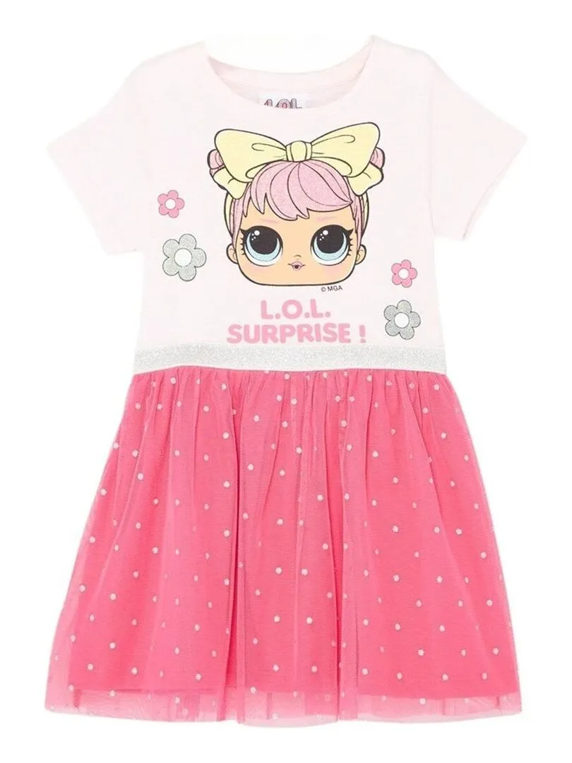 Lol Surprise - Robe fille imprimé Lol Surprise en coton - Rose