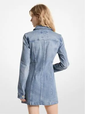 Mini-robe en denim extensible à lacets