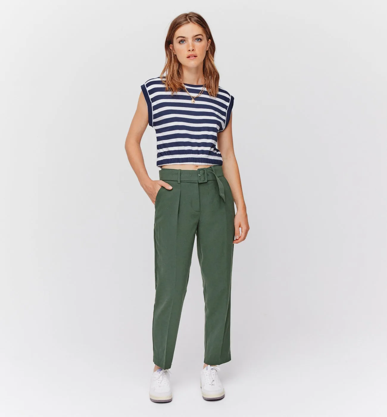 Pantalon chic taille haute - Vert foncé