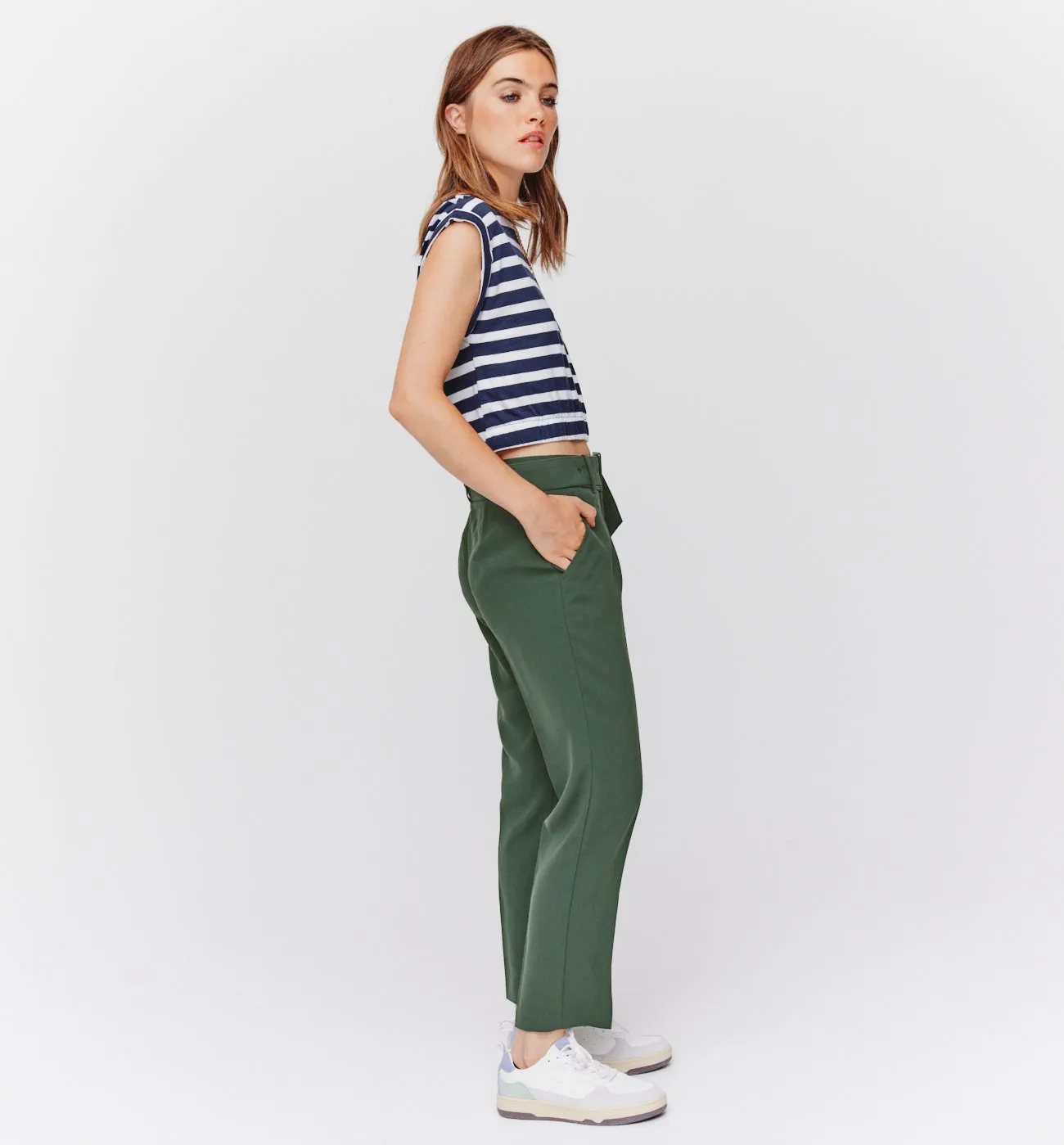 Pantalon chic taille haute - Vert foncé