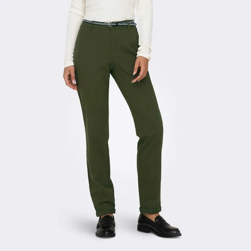 Pantalon chino, ceinture tressée, couleur uni Femme ONLY à prix 