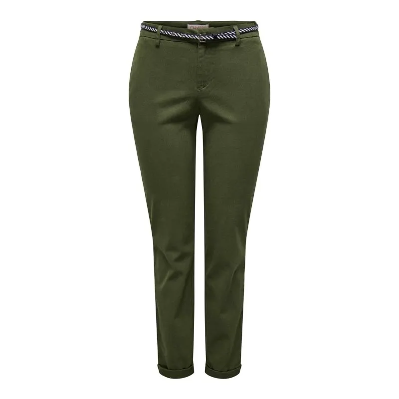 Pantalon chino, ceinture tressée, couleur uni Femme ONLY à prix 