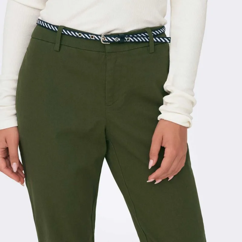 Pantalon chino, ceinture tressée, couleur uni Femme ONLY à prix 