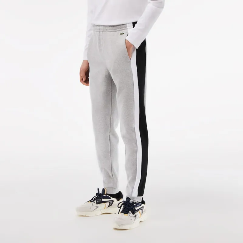 PANTALON DE SURVÊTEMENT COLOR-BLOCK LACOSTE GRIS ET NOIR