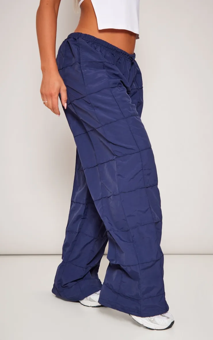 Pantalon de survêtement droit bleu marine à cordons ajustables sur la taille