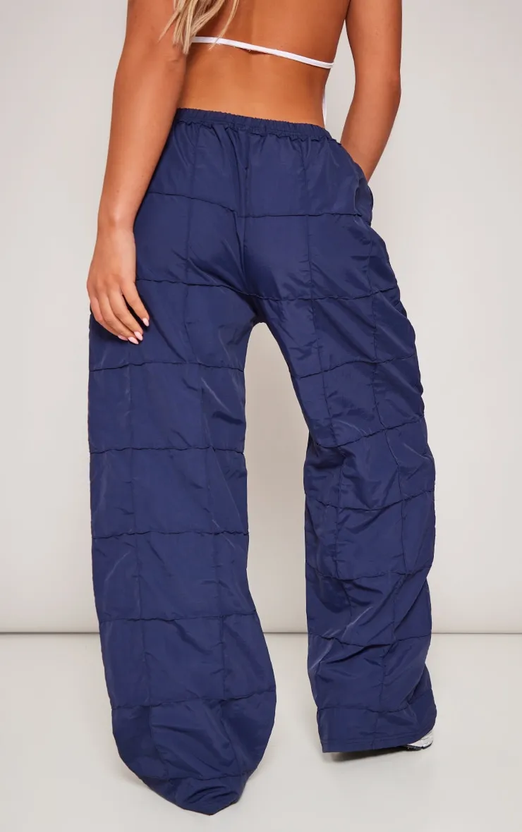 Pantalon de survêtement droit bleu marine à cordons ajustables sur la taille